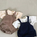 INS Short Sleeves For Baby And Infants Suspender Pants Two-piece Suit Western Style
