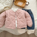 Girls Pure Color Thickened Fleece Lined Coat